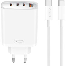 XO wall charger CE23 PD 65W 3x USB-C 1x USB white + cable USB-C - USB-C