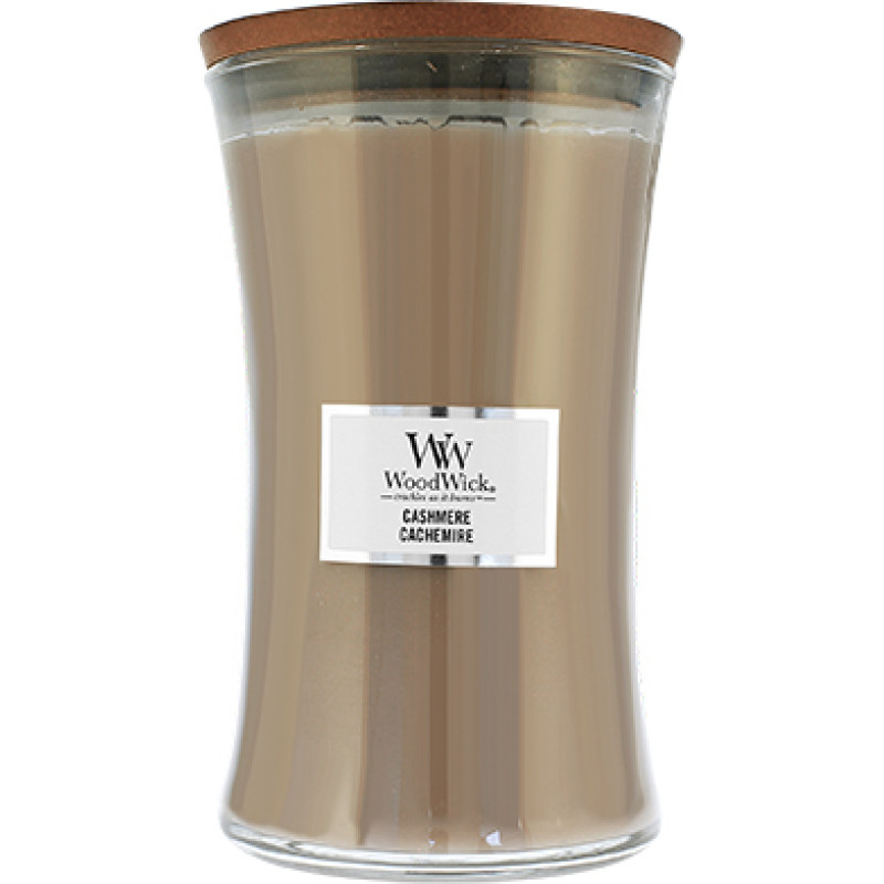 Woodwick Glass Large|Cashmere scented candle with wooden wick 609,5 g