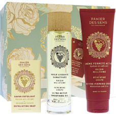 Panier Des Sens Renewing Grape gift set exfoliating soap 150 g + dry body oil 100 ml + firming body cream 140 ml