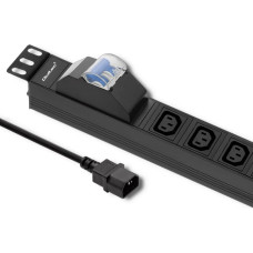 Power strip for RACK 19cali | circuit breaker | 1U | 10A | PDU 8xIEC C13 | 2m