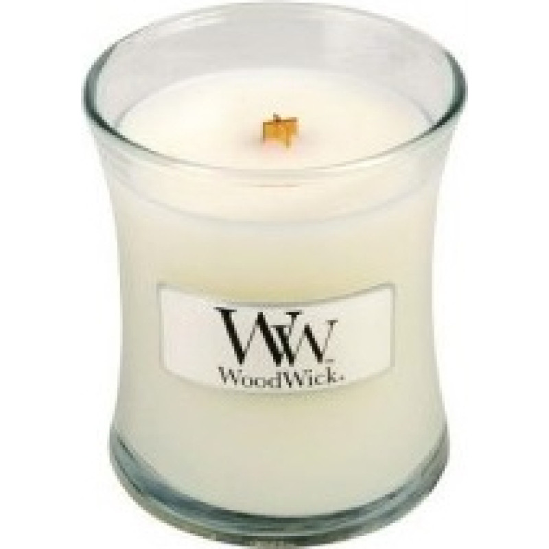 Woodwick White Tea & Jasmine scented candle with wooden wick 85 g