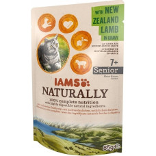 Iams Konservēta barība kaķiem : IAMS CAT Naturally Senior Lamb in gravy 85gr.