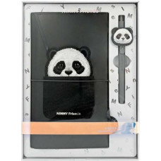 Nimmy Zestaw 2w1 notatnik + długopis      czarny|black Big Eyed Pet 2.0 Panda