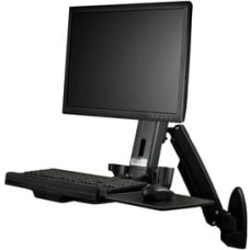 Startech .com Wall Mount Workstation, Articulating Full Motion Standing Desk with Ergonomic Height Adjustable Monitor & Keyboard Tray Arm, Mouse & Scanner Holders, For Single VESA Display - Foldable Standing Desk (WALLSTS1) mounting kit - for monitor - bl