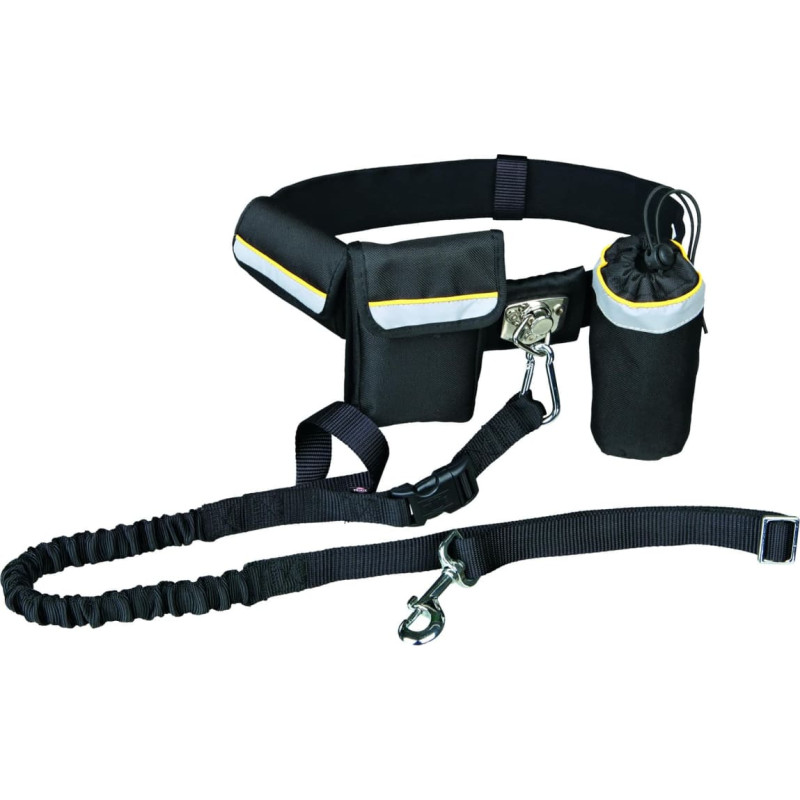 Trixie Pavada skriešanai : Trixie Waist belt with leash, belt: 60–120 cm|40 mm,  leash: 1.00–1.35 m|25 mm, black|graphite