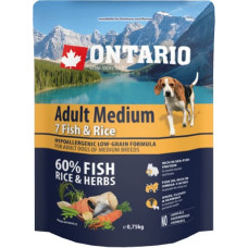 Ontario Sausa barība suņiem - Ontario Dog Adult Medium Fish and Rice, 750 gr