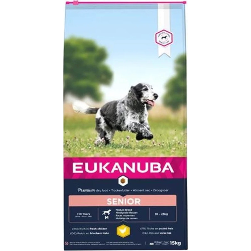 Eukanuba Sausa barība suņiem - Eukanuba Senior Medium Chicken, 15 kg