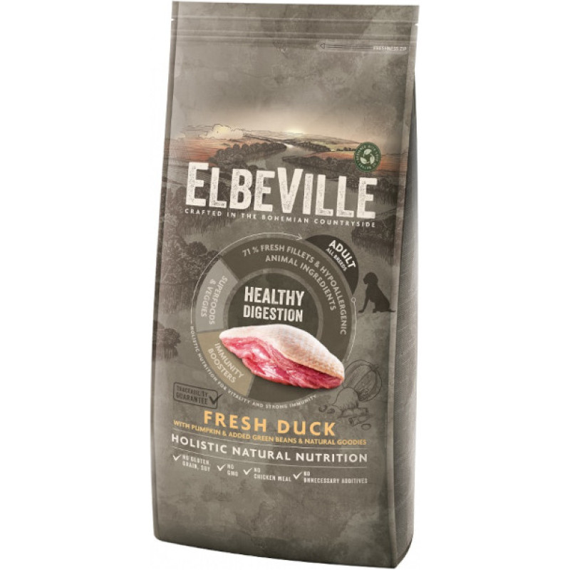Elbeville Sausa barība suņiem - ELBEVILLE Adult All Breeds Fresh Duck Healthy Digestion 11,4 kg