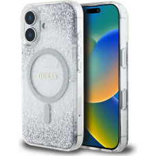 Etui Guess HC Resin Bottom Glitter do     iPhone 16 MagSafe srebrny