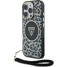 Etui Guess HC IML Leopard Triangle Cord   Strap do iPhone 16 Pro Max MagSafe czarny