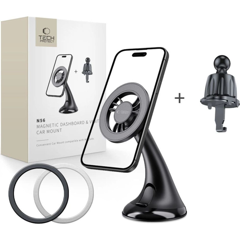 Tech-Protect N56 Car Holder for Dashboard, Windshield or Air Vent Mount - Black