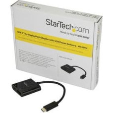 Startech .com USB C to DisplayPort Adapter with 60W Power Delivery Pass-Through - 4K 60Hz USB Type-C to DP 1.2 Video Converter w| Charging - external video adapter - Parade PS171 - black