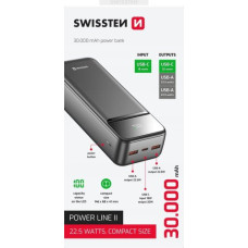 Swissten Power Line II Power Bank Ārējas Uzlādes Baterija 30000 mAh