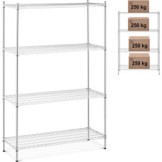 Royal Catering Hromēts darbnīcas plaukts 4 ažūra plaukti līdz 1 t 1000 kg 120x45x180 cm