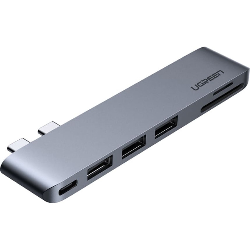 Ugreen HUB adapteris MacBook Pro / Air 2x USB-C līdz 3x USB 3.0 / TF / SD / USB-C &mdash; pelēks