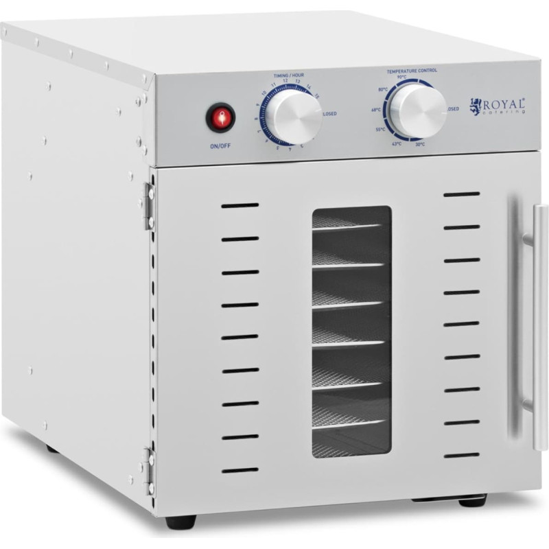 Royal Catering Profesionāls pārtikas žāvē&scaron;anas žāvētājs 8 statīvi 29x29cm 22L 800W