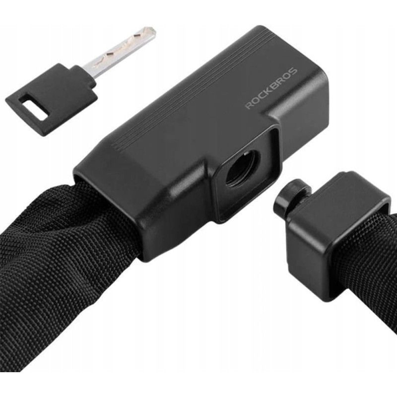 Rockbros Velosipēda slēdzenes bieza ķēde ar vāka slēdzeni ar atslēgu 0,97 m - melna