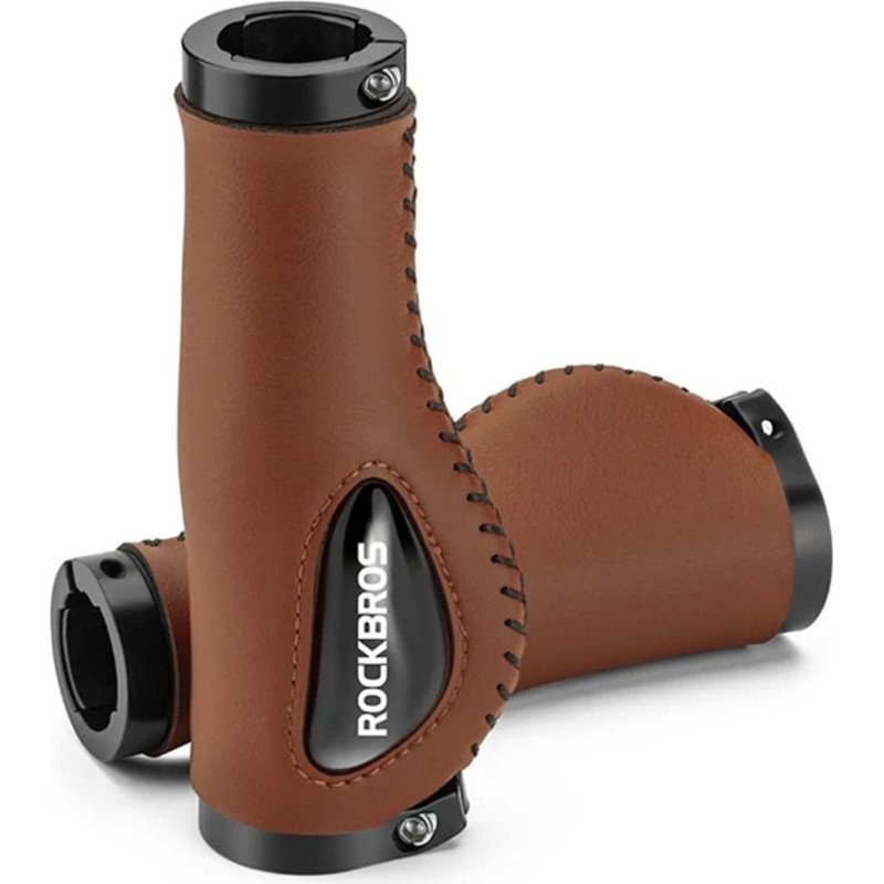 Rockbros Velosipēdu rokturi ergonomiski ādas rokturi - brūni