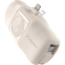 Wozinsky Mini Powerbank 5000mAh 15W iPhone Lightning un Apple Watch lādētājs - bēšs