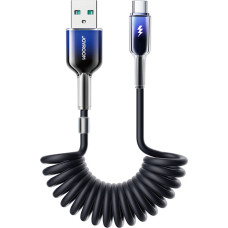 Joyroom USB-A — USB-C Crystal-Clear 3A sērijas spirālveida kabelis 1,5 m — melns
