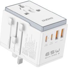 Dudao Universālais lādētāja ceļojumu adapteris 65 W EU / US / JP / AUS / UK 2x USB-C 2x USB-A - balts