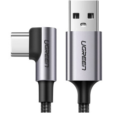 Ugreen USB-A - USB-C 3A 3m leņķiskais kabelis - pelēks