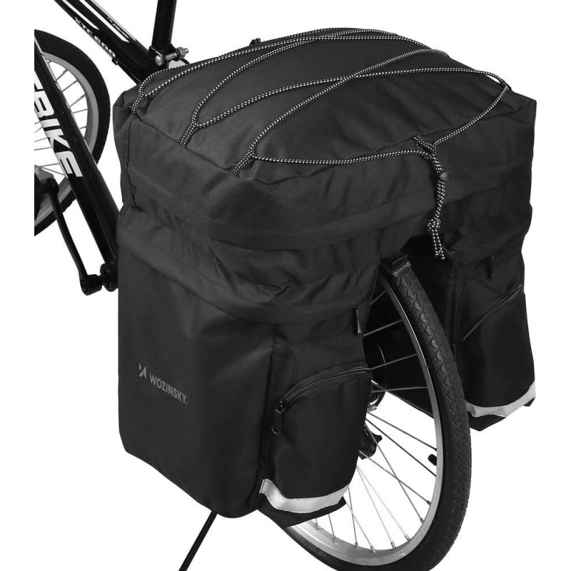Wozinsky Ietilpīga 60 l velo soma bagāžniekam + lietus sega melna