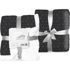 Mikrošķiedras mest sedziņa 150x200 Sherpa melna ģeometrija jēra grozāma