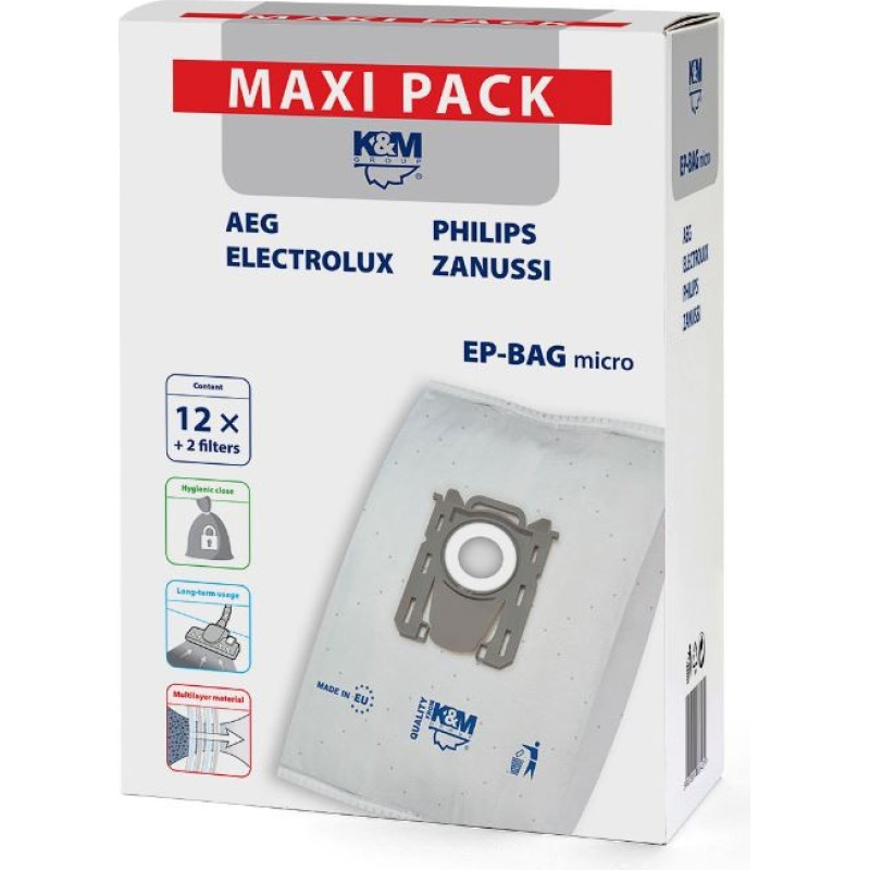 K&M Maisi putekļu sūcējam ELECTROLUX | PHILIPS EP-BAG (12gb)