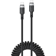 Acefast USB-C spirālveida kabelis — USB-C 480 Mb/s 3A 1,2 m — melns