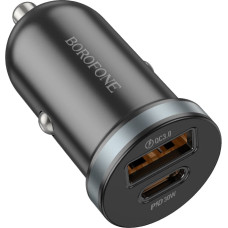 Borofone Car charger BZ22 Scenery - USB + Type C - QC 3.0 PD 30W black