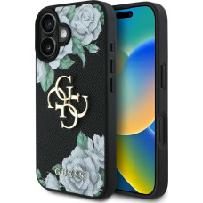 Case Guess Grained Roses Big 4G logo for  iPhone 16 black