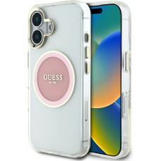 Case Guess IML Metal Colored Circle      Classic Logo MagSafe for iPhone 16 pink