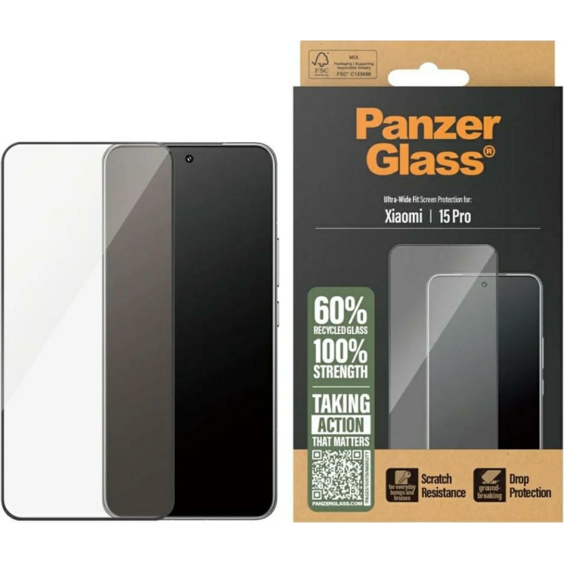 Szkło hartowane PanzerGlass Ultra-Wide    Fit w. Black Frame do Xiaomi 15 Pro