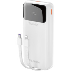Dudao Powerbank 20000mAh ar iebūvētiem kabeļiem iPhone Lightning USB-C USB-A 22,5 W PD — balts