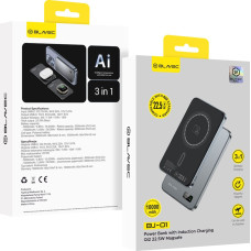 Blavec Power Bank 10000mAh BJ01 Slim 15mm - Type C - 22,5W magnetic Magsafe 3 in 1 (PBBJ01-MC10G) grey