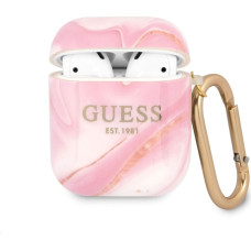 GUA2UNMP Guess TPU Shiny Marble Case for Airpods 1|2 Pink