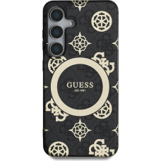 Guess 4G Background Gold Electroplated Peony Pattern MagSafe Case for Samsung Galaxy S25 Ultra Black