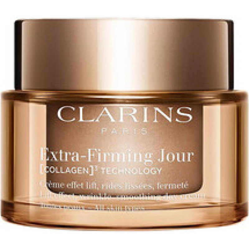 Clarins Extra-Firming Day Cream with Collagen Technology for All Skin Types.