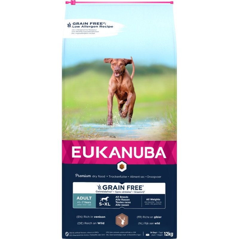 Eukanuba Sausa barība suņiem - Eukanuba Adult All Venison Grain Free, 12 kg