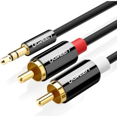 UGREEN AV116 3,5 mm Jack uz 2RCA (Cinch) kabelis 2 m (melns)