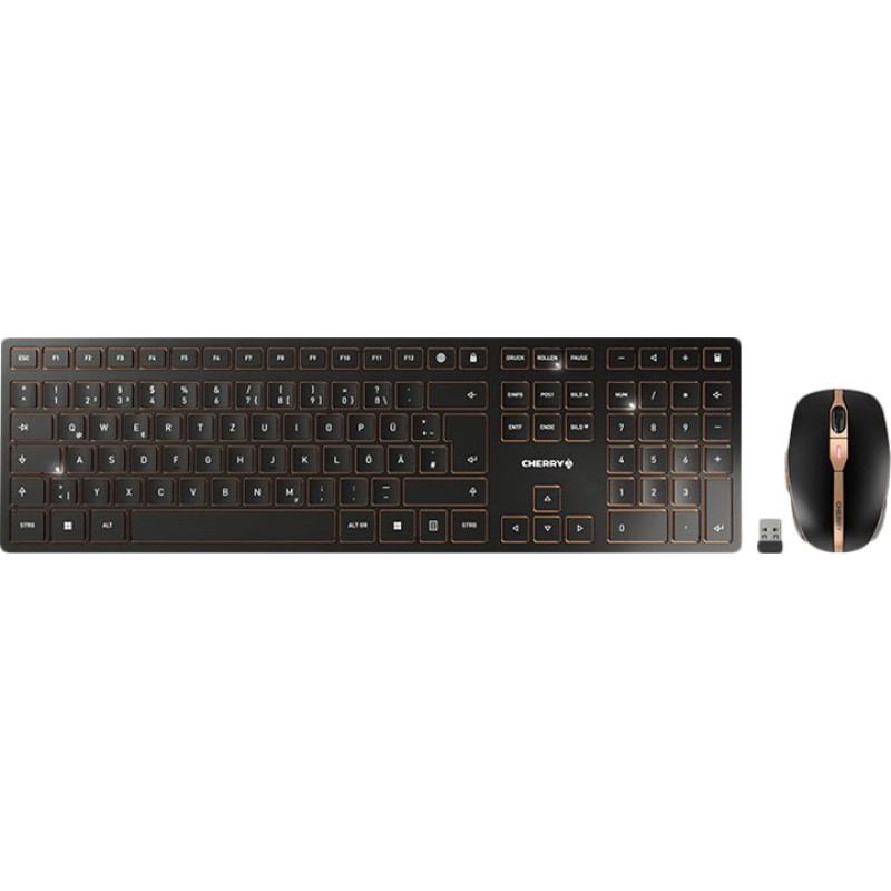 Cherry DW 9100 SLIM tastatūras un peles komplekts Tastatūras un peles komplekts bezvadu (JD-9100DE-2) (JD9100DE2)