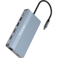 USB-C Hub 14 in 1 Wozinsky WDS03Y5S Multifunctional, Aluminum, for 3 Monitors, with 15 cm Cable - Gray