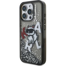 Karl Lagerfeld Liquid Glitter Scattered Choupette Case for iPhone 16 Pro Max Black