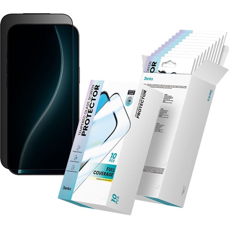 Benks Tempered glass Air Shield Privacy (TF69) for Iphone 17 Pro black - 10 pieces