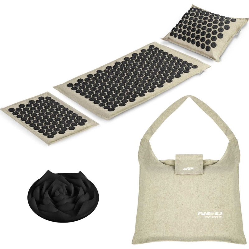 Neo-Sport Akupresūras paklājiņ&scaron; ar radzēm NS-902 pelēks un melns