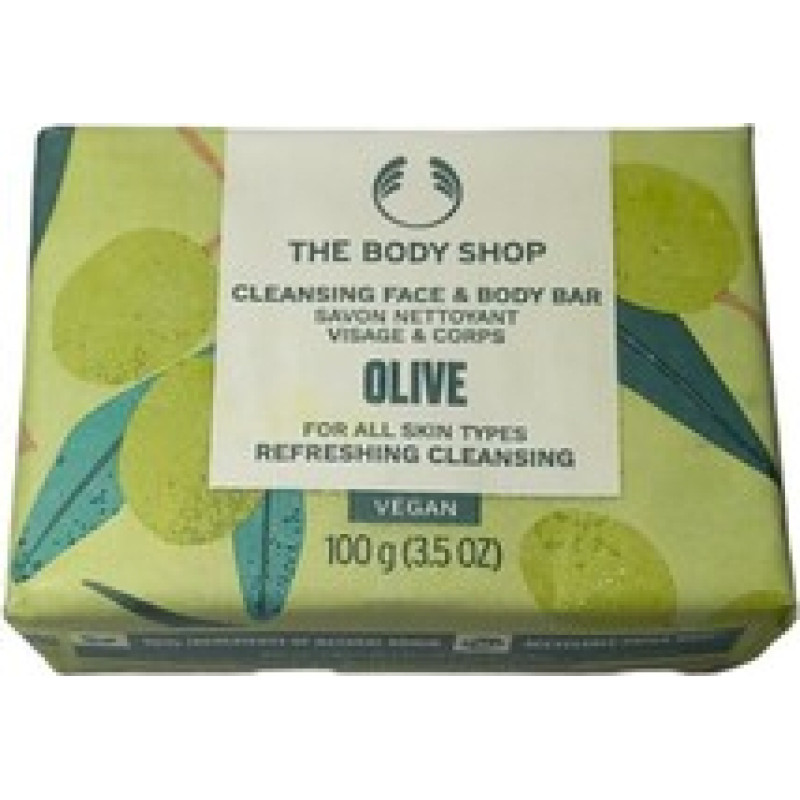 The Body Shop Olive Cleansing Face & Body Bar - Solid soap for face and body.