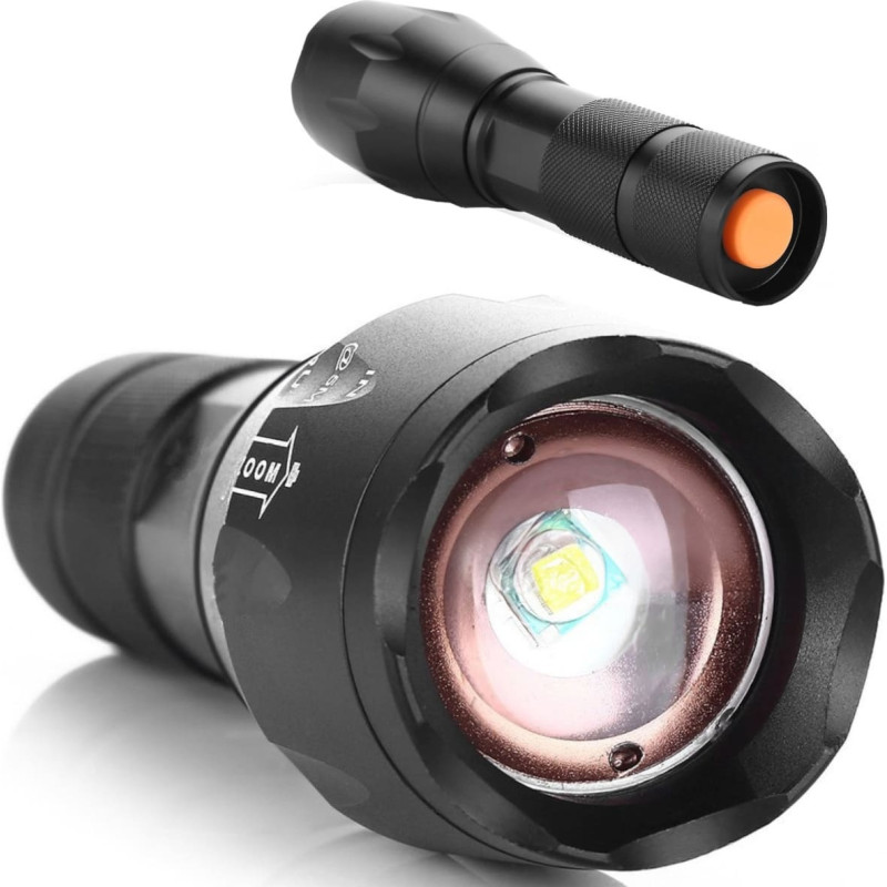 Retoo Uzlādējams taktiskais metāla lukturītis ar 5 ZOOM režīmiem