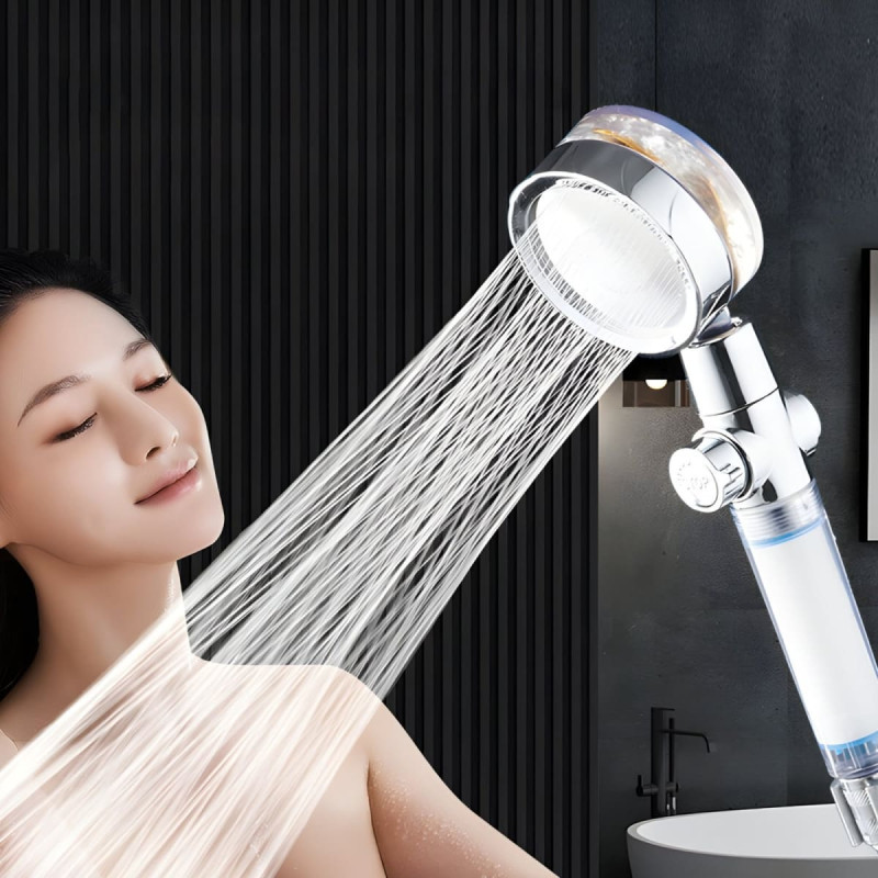 Retoo Dušas galva ar turbīnas filtru, kas taupa ūdeni START-STOP