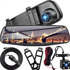 Retoo Automašīnas DVR ar atpakaļskata kameru spogulī FULL HD TF